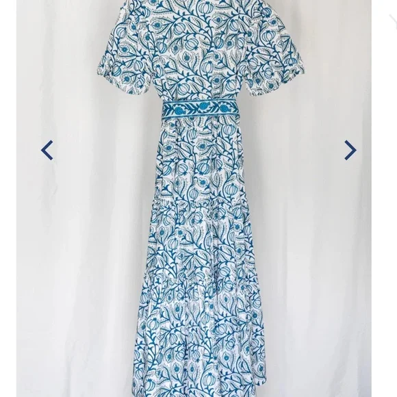 Erica Wilson Nantucket XS Pomegranate Print Maxi or Midi Long Dress - Picture 9 of 11